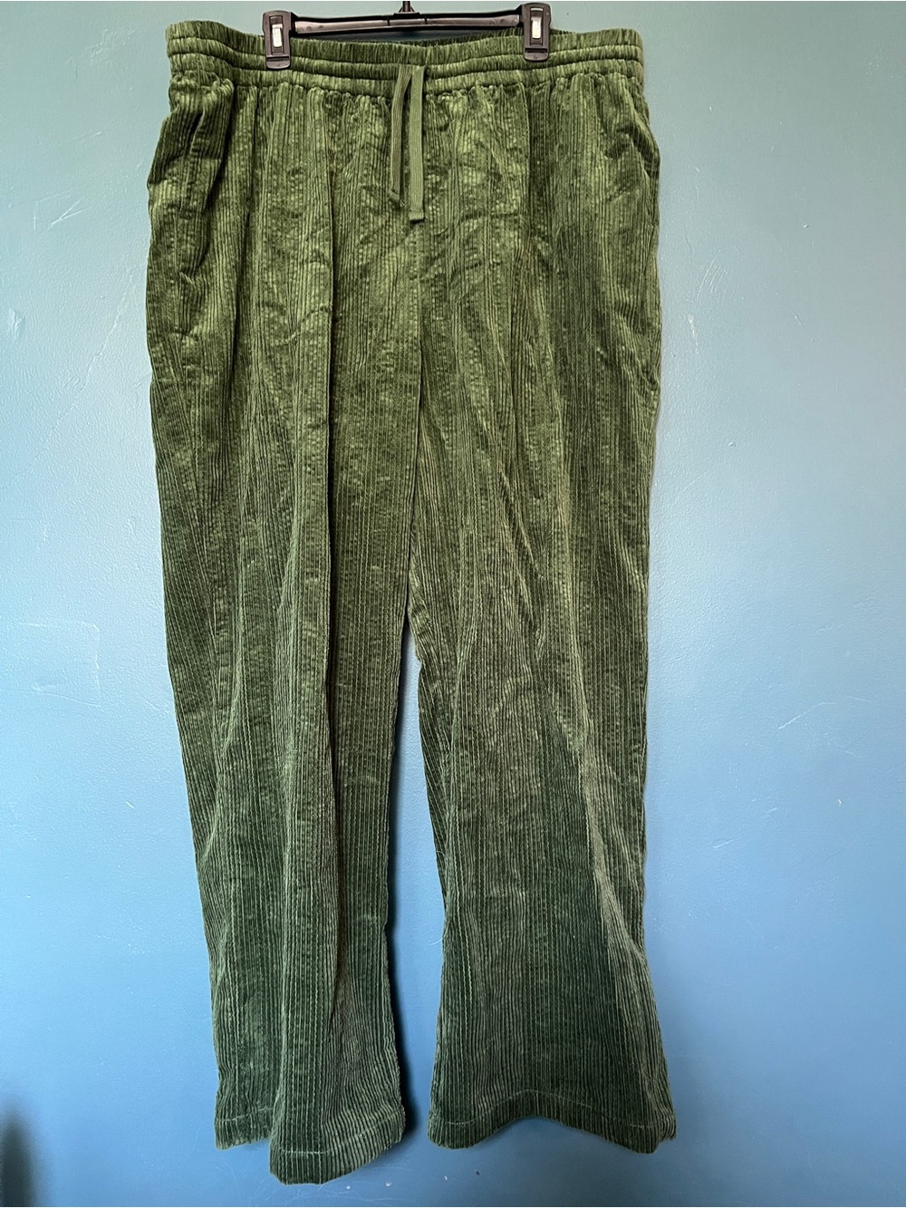 Lucy & Yak Norris - Wide Leg Corduroy Trousers in Fir Green - XL (UK 20-22)